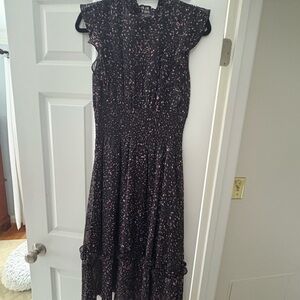 Aqua Black and Pink Midi Dress